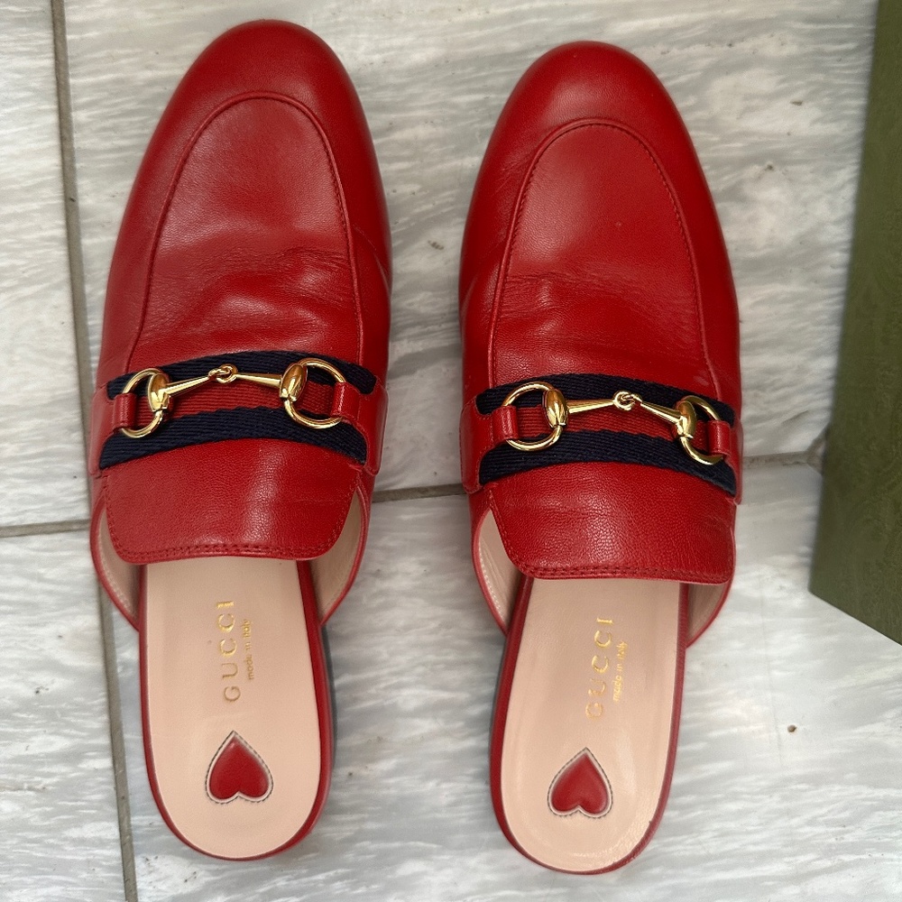 GUCCI WOMEN'S PRINCETOWN LEATHER SLIPPER (mules) size 38